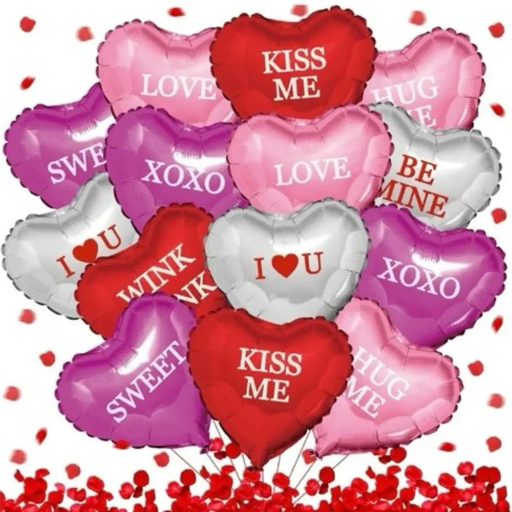 NEW Valentines Heart Balloon Set‎ Rose Petals Love XO Romantic Party Decor Foil